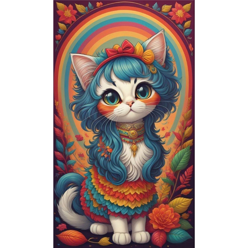 Rainbow Cat - Full Round Drill Diamond Painting 40*70CM