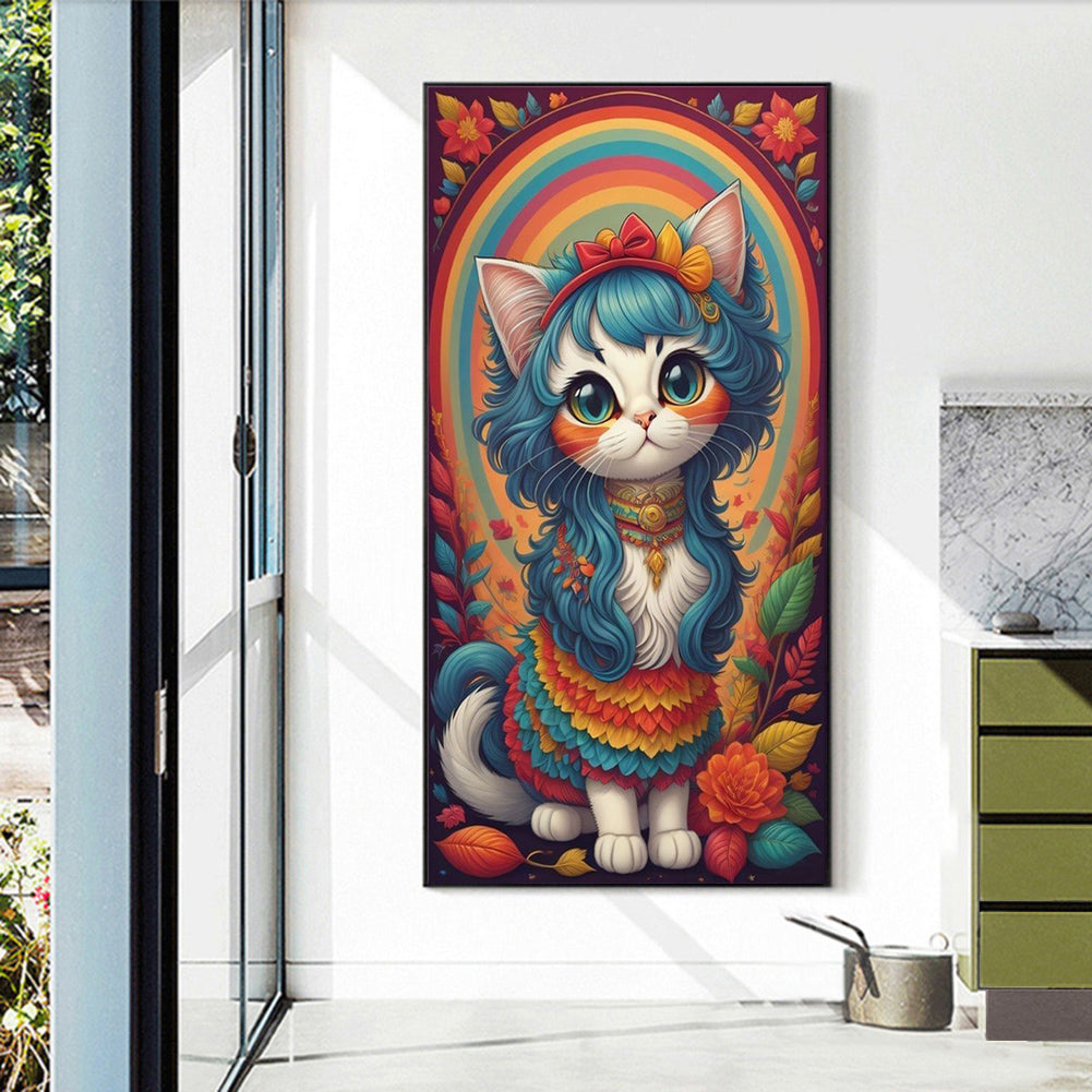 Rainbow Cat - Full Round Drill Diamond Painting 40*70CM