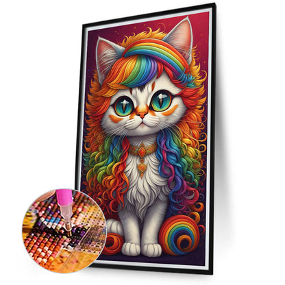 Rainbow Cat - Full Round Drill Diamond Painting 40*70CM