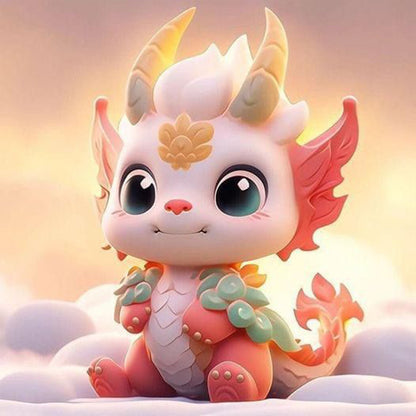 Cute Fire Dragon - Full Round Drill Diamond Painting 30*30CM