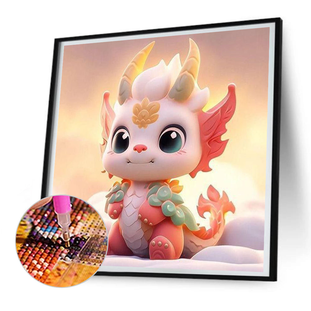 Cute Fire Dragon - Full Round Drill Diamond Painting 30*30CM