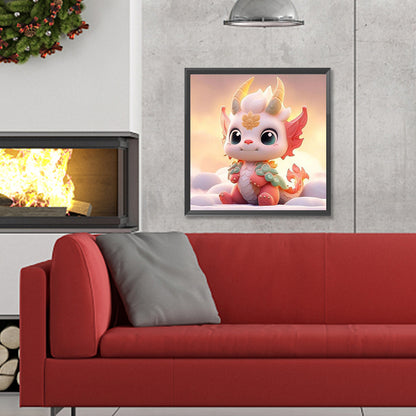 Cute Fire Dragon - Full Round Drill Diamond Painting 30*30CM