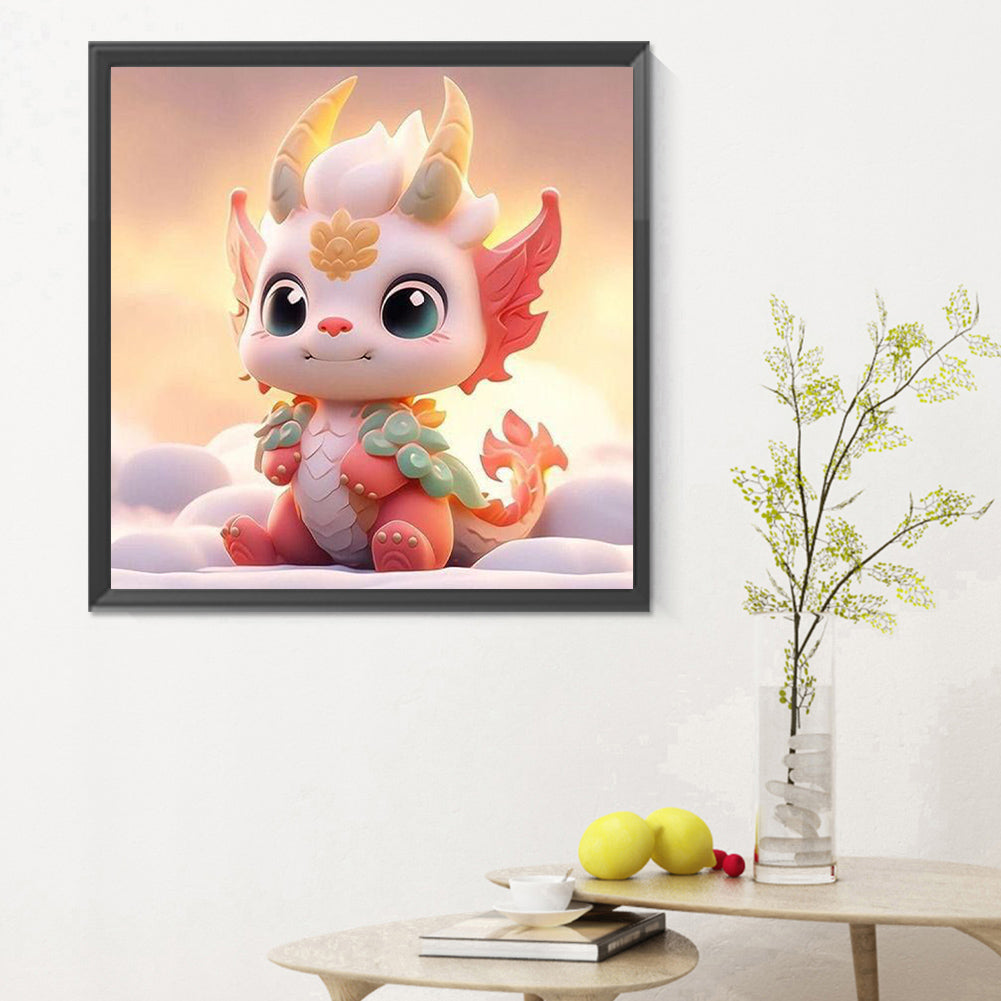 Cute Fire Dragon - Full Round Drill Diamond Painting 30*30CM