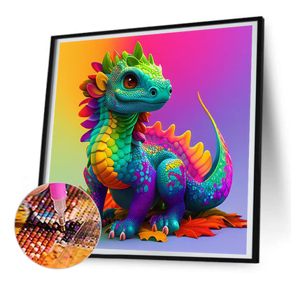 Colorful Little Dragon - Full Round Drill Diamond Painting 30*30CM