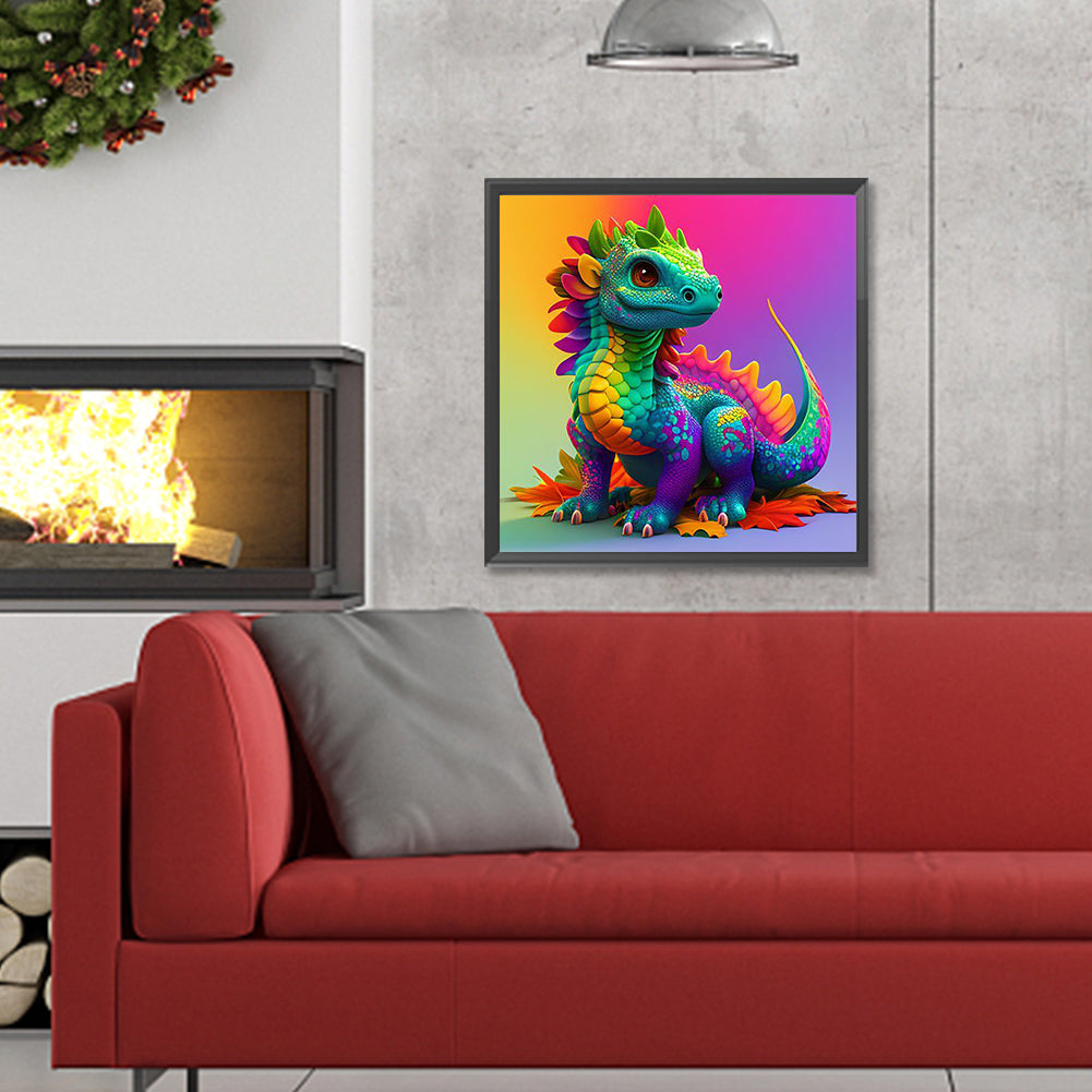 Colorful Little Dragon - Full Round Drill Diamond Painting 30*30CM