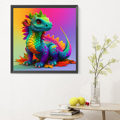 Colorful Little Dragon - Full Round Drill Diamond Painting 30*30CM