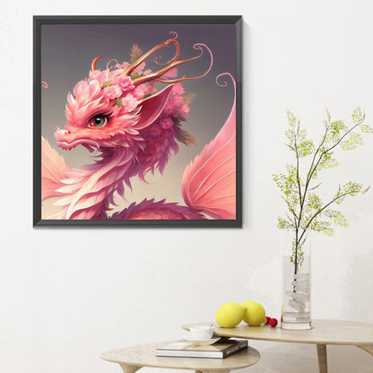 Pink Flower Dragon - Full Round Drill Diamond Painting 30*30CM
