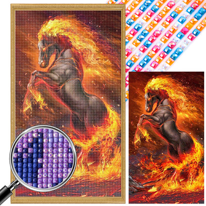 Flame Horse - Full AB Dril Square Diamond Painting 40*70CM