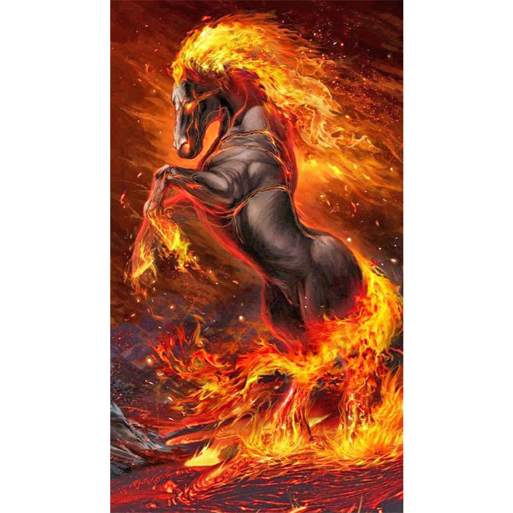 Flame Horse - Full AB Dril Square Diamond Painting 40*70CM