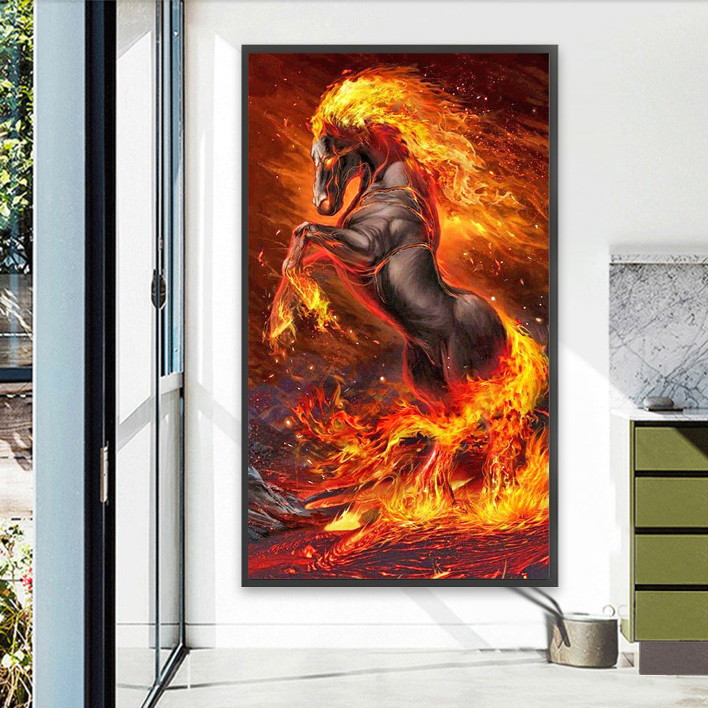 Flame Horse - Full AB Dril Square Diamond Painting 40*70CM