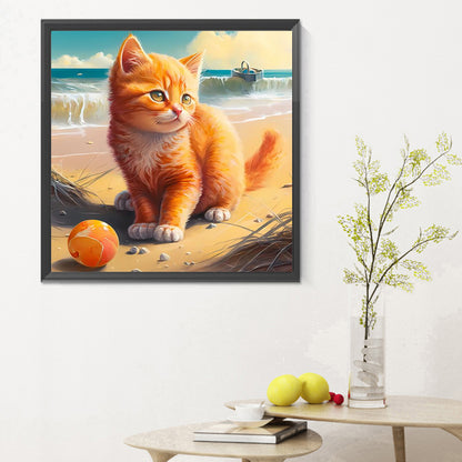 Cat - Full Round Drill Diamond Painting 30*30CM