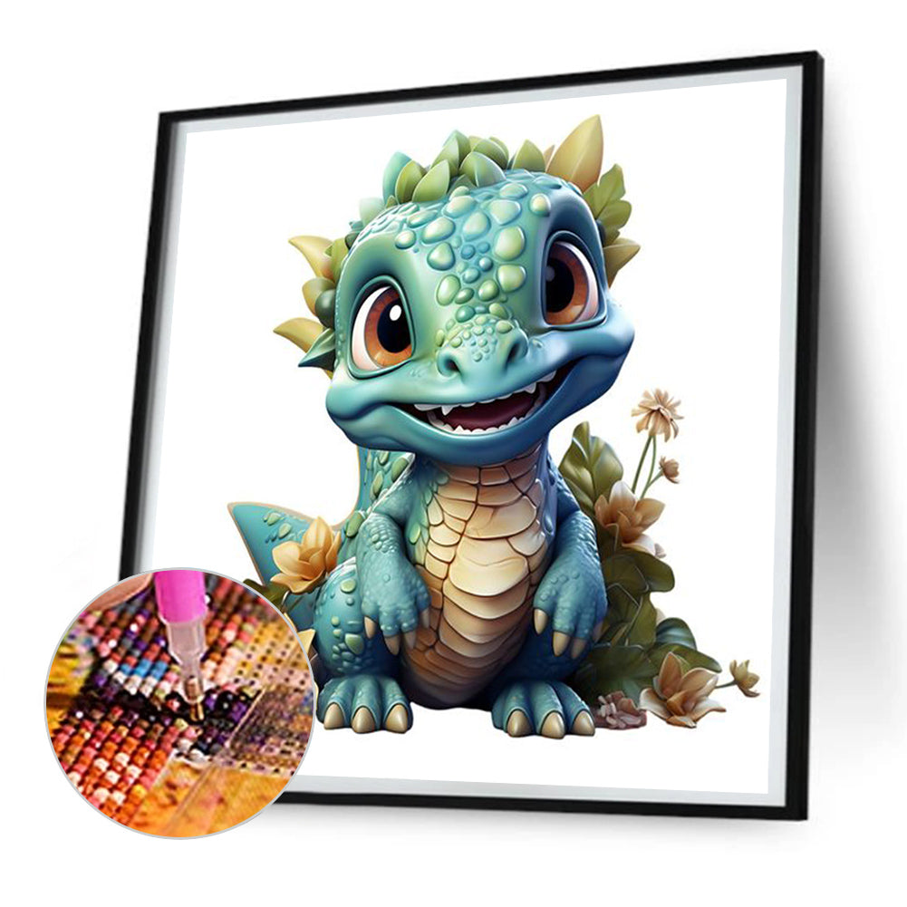 Cartoon Little Dinosaur - Full Round Drill Diamond Painting 30*30CM