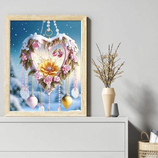 Fantasy Snow Scene Rose Heart - 11CT Stamped Cross Stitch 40*50CM