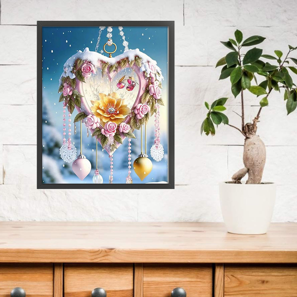 Fantasy Snow Scene Rose Heart - 11CT Stamped Cross Stitch 40*50CM