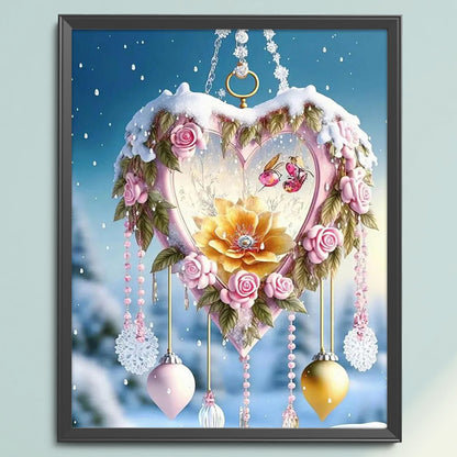 Fantasy Snow Scene Rose Heart - 11CT Stamped Cross Stitch 40*50CM