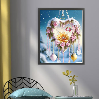 Fantasy Snow Scene Rose Heart - 11CT Stamped Cross Stitch 40*50CM