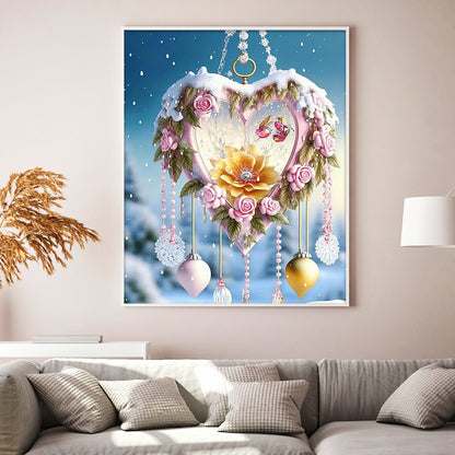 Fantasy Snow Scene Rose Heart - 11CT Stamped Cross Stitch 40*50CM