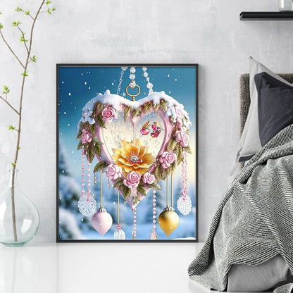 Fantasy Snow Scene Rose Heart - 11CT Stamped Cross Stitch 40*50CM