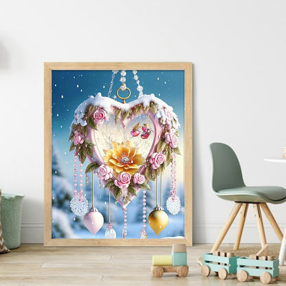 Fantasy Snow Scene Rose Heart - 11CT Stamped Cross Stitch 40*50CM