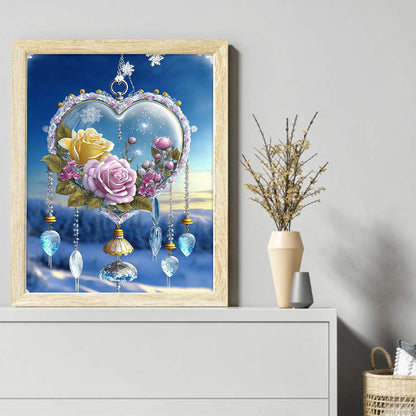 Fantasy Snow Scene Rose Heart - 11CT Stamped Cross Stitch 40*50CM