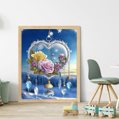 Fantasy Snow Scene Rose Heart - 11CT Stamped Cross Stitch 40*50CM