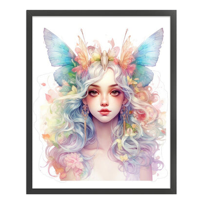 Girl With Colorful Butterflies And Flowers - 11CT Stamped Cross Stitch 50*60CM