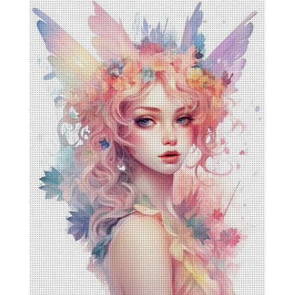 Girl With Colorful Butterflies And Flowers - 11CT Stamped Cross Stitch 50*60CM