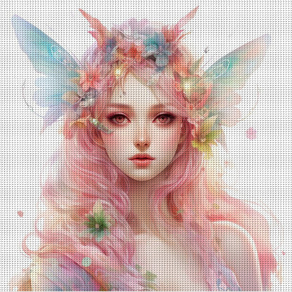 Girl With Colorful Butterflies And Flowers - 11CT Stamped Cross Stitch 50*50CM