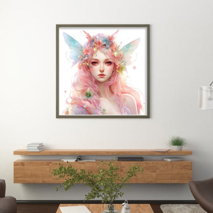 Girl With Colorful Butterflies And Flowers - 11CT Stamped Cross Stitch 50*50CM