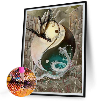 Yin Yang Double Dragon Totem - Full Round Drill Diamond Painting 30*40CM