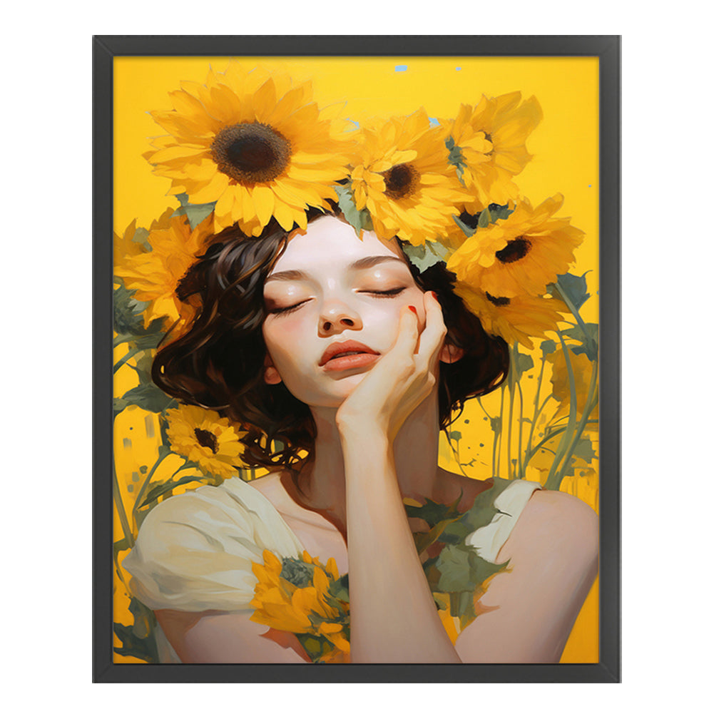 Sunflower Girl - 11CT Stamped Cross Stitch 50*60CM