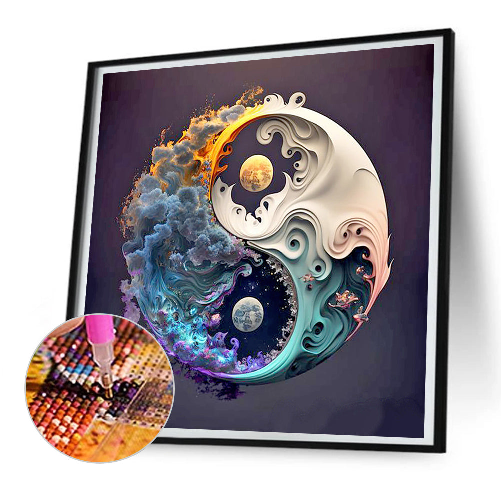 Yin Yang Diagram Sun And Moon - Full Round Drill Diamond Painting 30*30CM