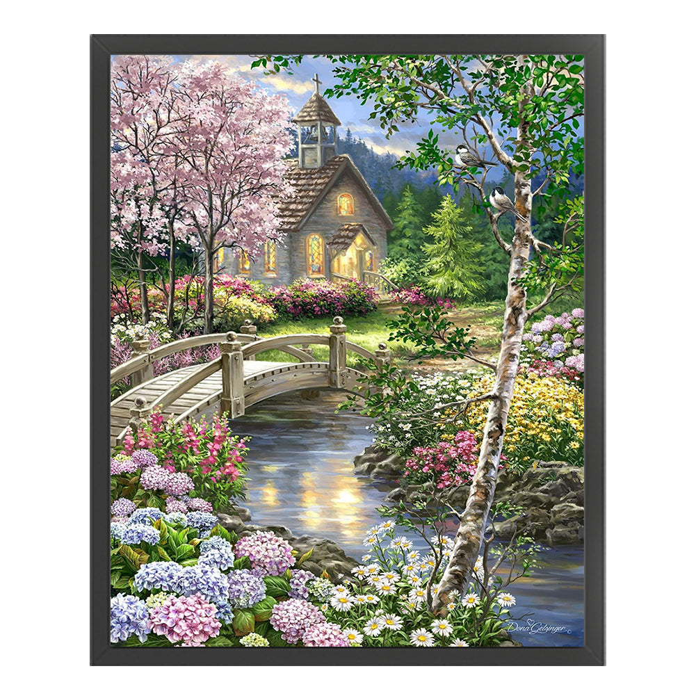 Small Bridge And Flowing Water - 11CT Stamped Cross Stitch 40*50CM