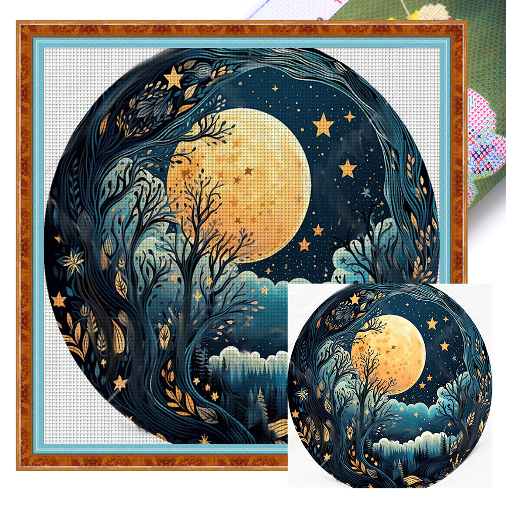 Scenery Under Moonlight - 11CT Stamped Cross Stitch 50*50CM