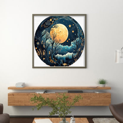 Scenery Under Moonlight - 11CT Stamped Cross Stitch 50*50CM