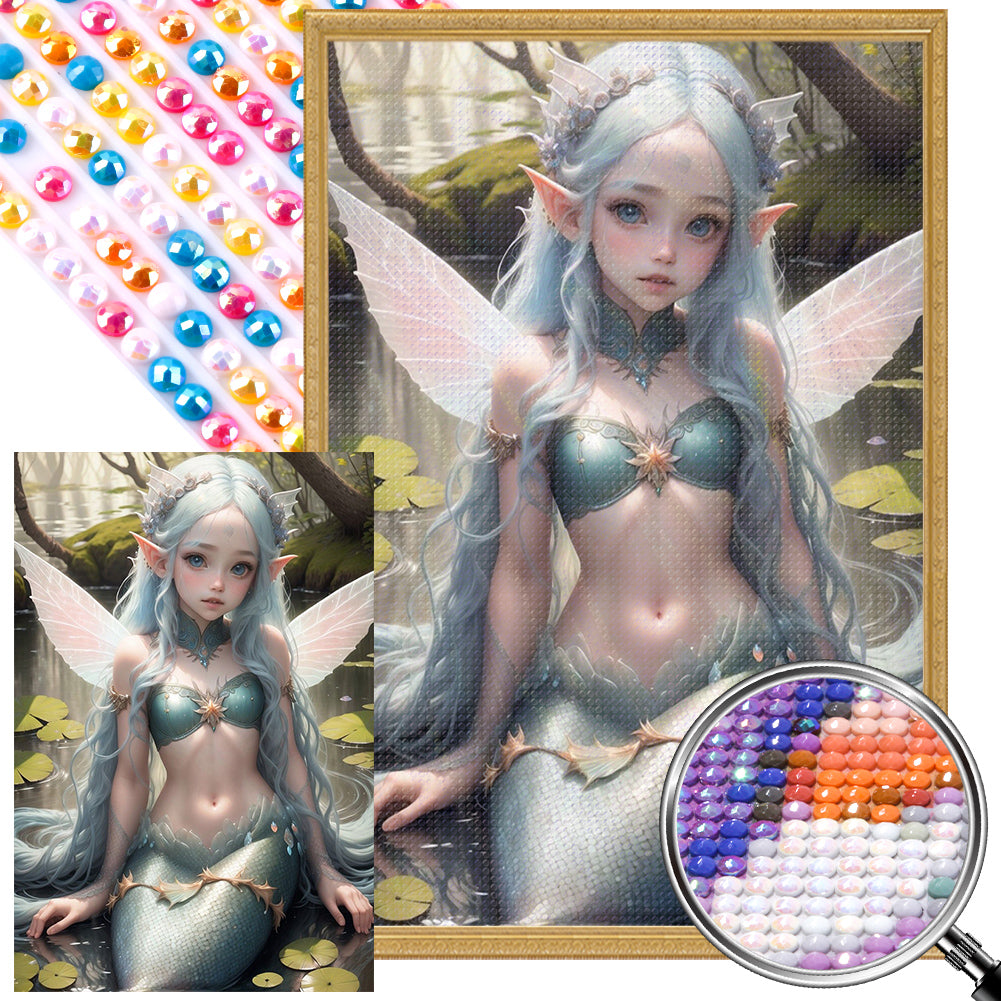 Elf Mermaid Girl - Full Round AB Drill Diamond Painting 40*60CM