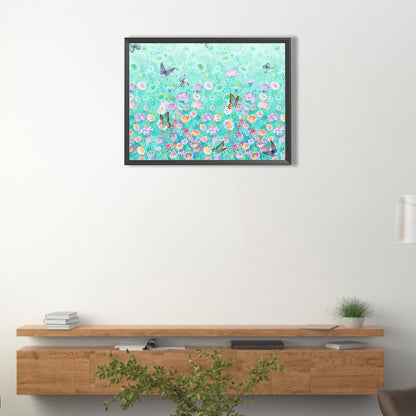 Butterflies Flying In Natural Flower Sea - Full AB Dril Square Diamond Painting 40*30CM