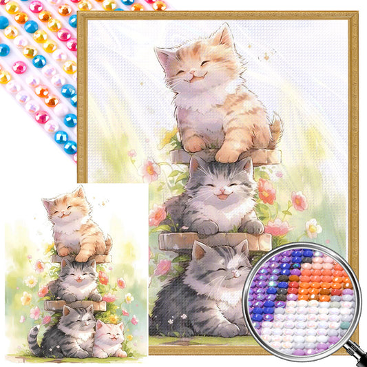 Happy Cat - Full AB Dril Square Diamond Painting 40*50CM