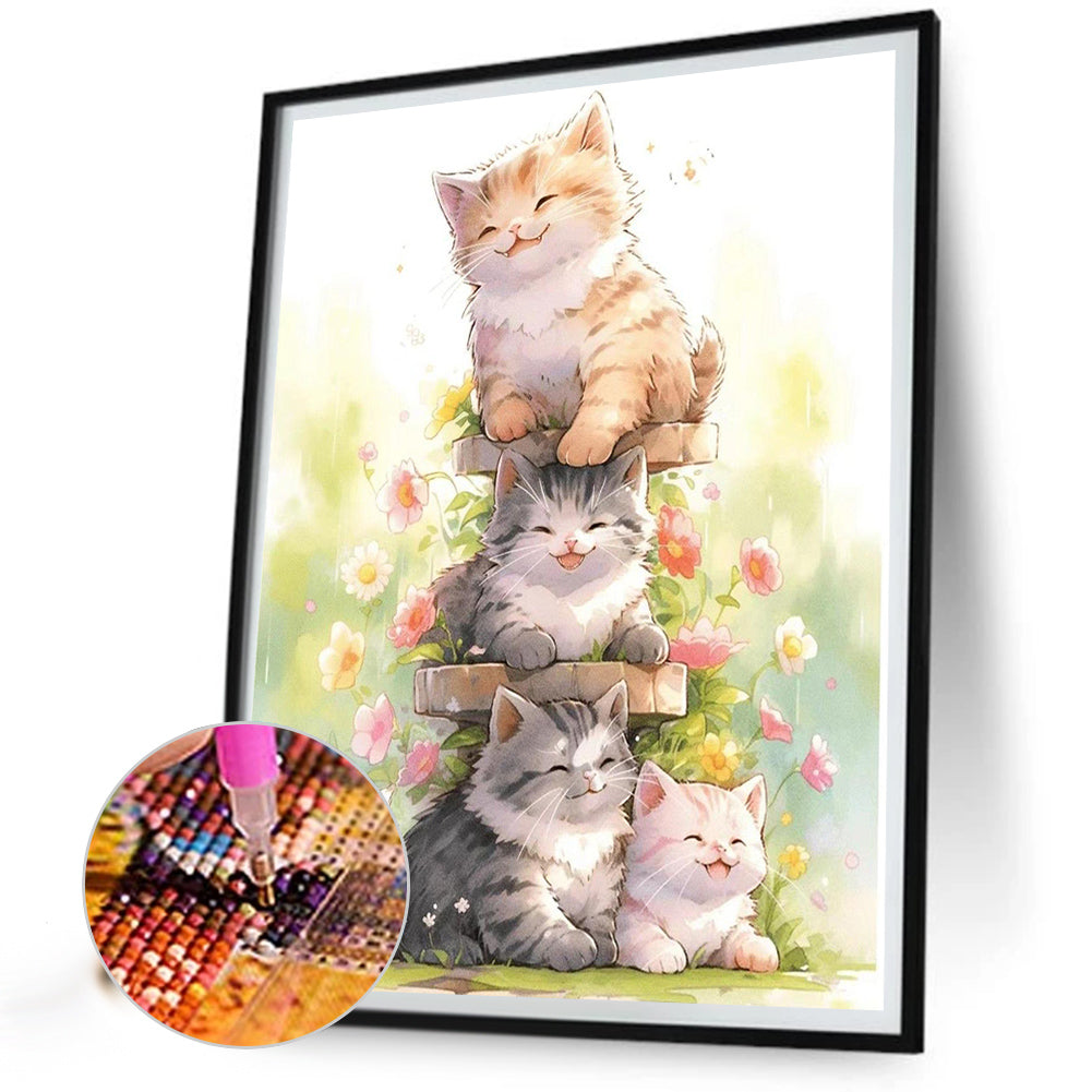 Happy Cat - Full AB Dril Square Diamond Painting 40*50CM