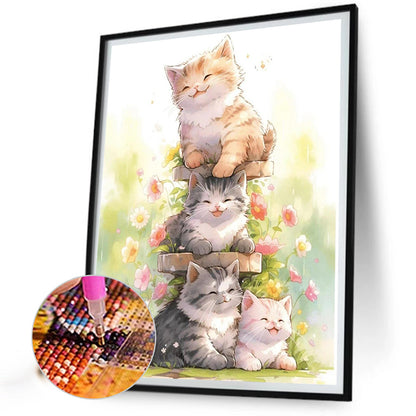 Happy Cat - Full AB Dril Square Diamond Painting 40*50CM