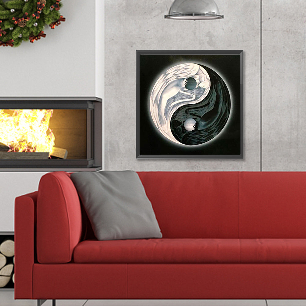 Yin Yang Diagram Angel - Full Round Drill Diamond Painting 30*30CM