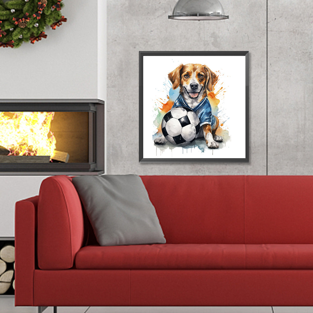 Puppy Playing Ball - Full Round Drill Diamond Painting 30*30CM
