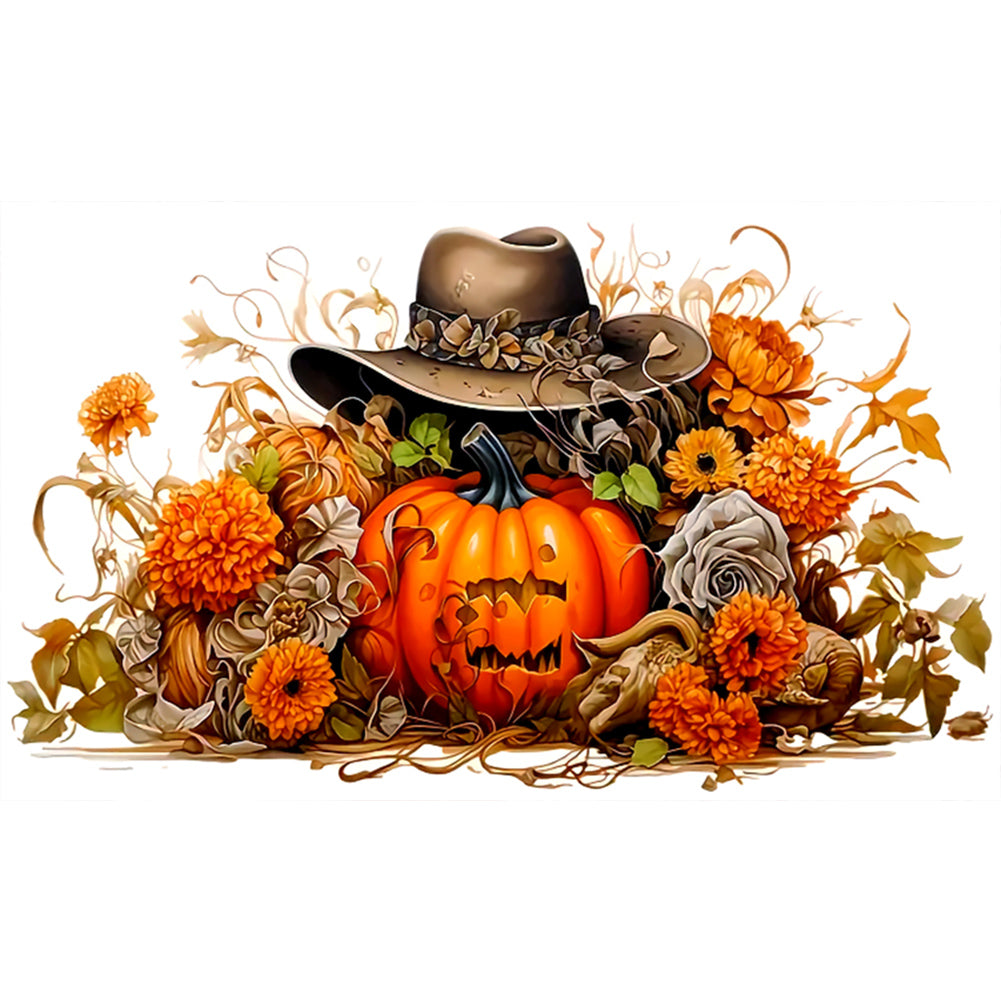 West Hat Pumpkin - Full Round Drill Diamond Painting 50*30CM