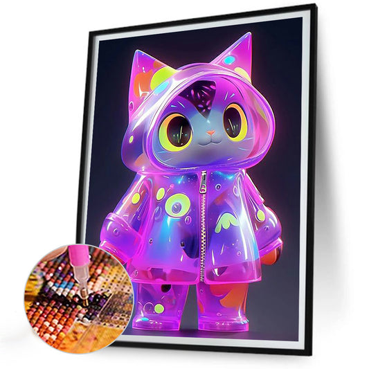 Cyber Raincoat Kitten - Full Round Drill Diamond Painting 30*40CM