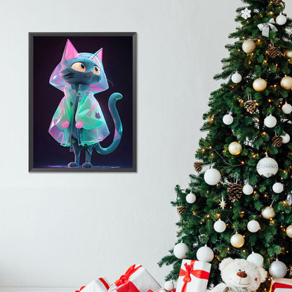 Cyber Raincoat Kitten - Full Round Drill Diamond Painting 30*40CM