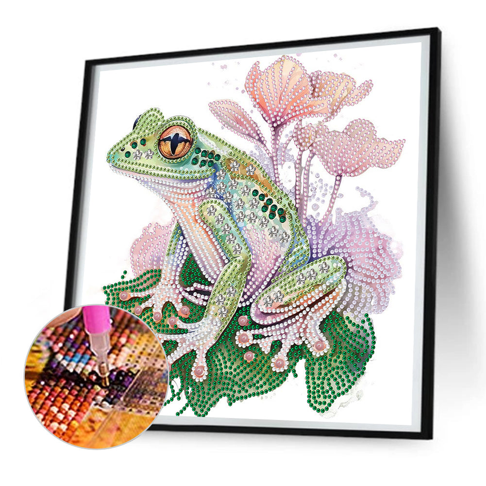 Flower And Frog - Special Shaped Drill Diamond Painting 30*30CM