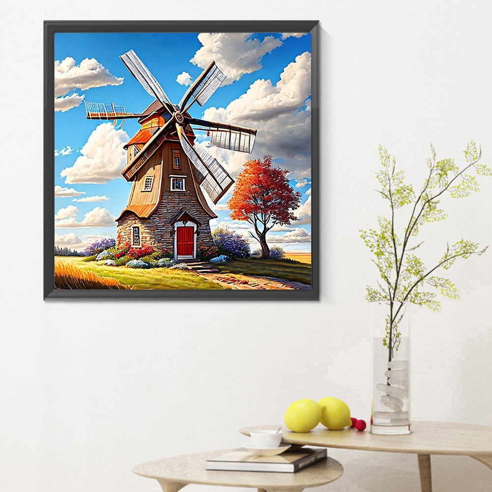 Windmill House - Full Round Drill Diamond Painting 30*30CM