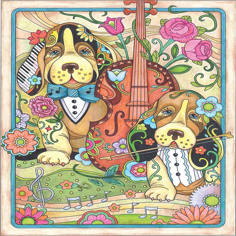 Puppy And Guitar - 11CT Stamped Cross Stitch 50*65CM