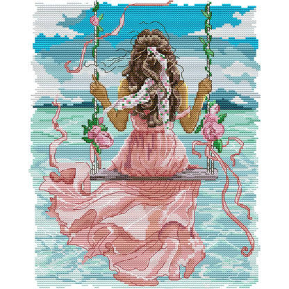 Girl Watching The Sea - 11CT Stamped Cross Stitch 34*43CM(Joy Sunday)