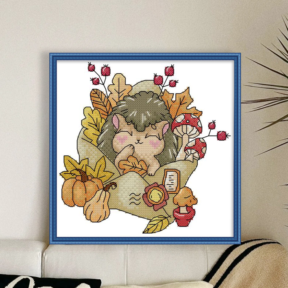 Autumn Of Stamps - 16CT Stamped Cross Stitch 17*17CM(Joy Sunday)